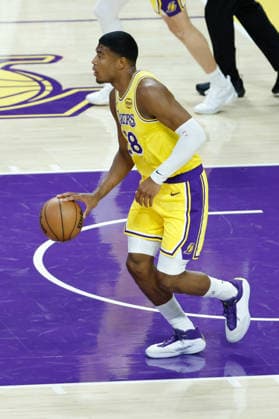 LOS ANGELES, CA - MARCH 30: Los Angeles Lakers forward Rui Hachimura (28) dribbles the ball during the Washington Wizards vs Los Angeles Lakers game on March 30, 2026, at Crypto.com Arena in Los Angeles, CA. (Photo by Jevone Moore Icon Sportswire) NBA, Basketball Herren, USA MAR 30 Washington Wizards at Los Angeles Lakers EDITORIAL USE ONLY Icon20260330046