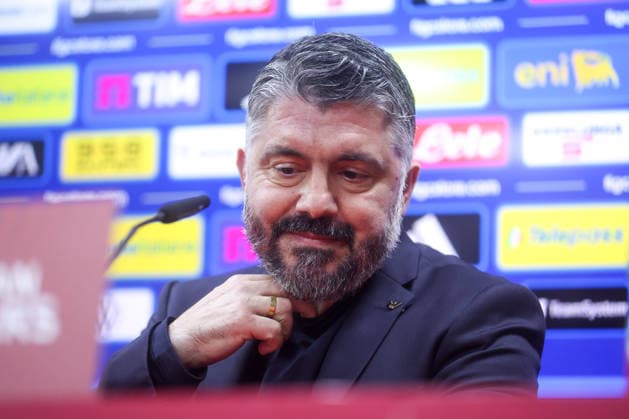 press conference, PK, Pressekonferenz of Italy national team, Nationalteam Head coach of Italy Gennaro Gattuso speaks during a press conference on March 30, 2026 in Zenica, Bosnia and Herzegovina, ahead of the FIFA World Cup, WM, Weltmeisterschaft, Fussball 2026 play-off match against Bosnia and Herzegovina.  ArminxDurgut PIXSELL