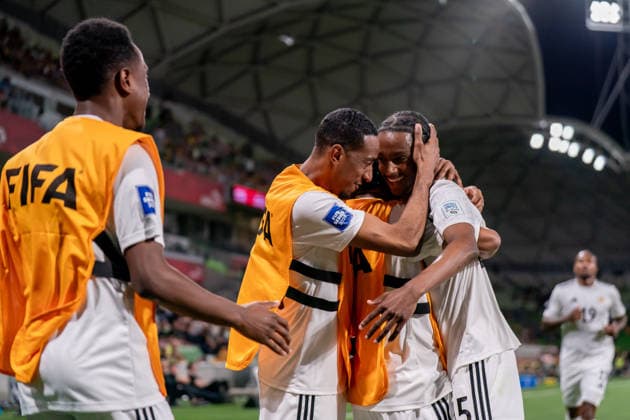 MELBOURNE, AUSTRALIA - MARCH 31: Arjany Martha of Curacao celebrates scoring his teams first goal during the FIFA Series 2026 Australia match between Australia and Curacao at AAMI Park on March 31, 2026 in Melbourne, Australia.  Copyright: xNoexLlamasx xSPPx Sportspressphoto_SPR121863