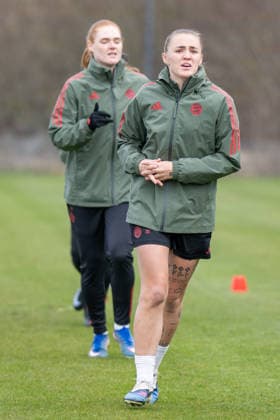 Georgia Stanway 31 (FC Bayern Muenchen), FC Bayern Frauen Abschlusstraining vor dem UEFA Champions League-Spiel, Viertelfinale Rueckspiel gegen Manchester United, ManU Saison 2025 2026. 31.03.2026 DFB regulations prohibit any use of photographs as image sequences and or quasi-video Muenchen Bayern Deutschland