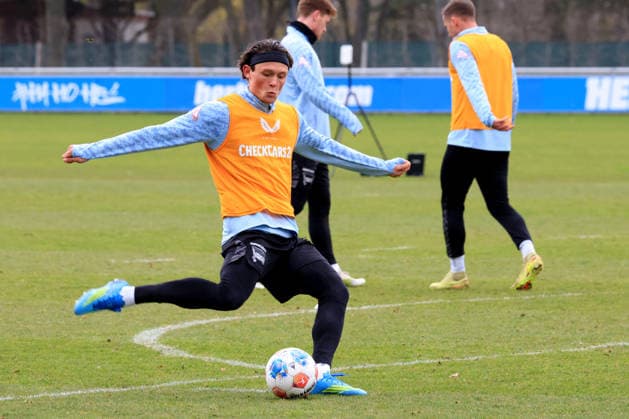 DEU, DFL, 2. FBL Hertha BSC, Training, 31.03.2026, Sportforum, Berlin, DEU, DFL, 2. FBL Hertha BSC, Training, im Bild Fabian Reese (Hertha BSC Berlin 11) DFL - regulations prohibit any use of Photographs as image sequences and or quasi-video