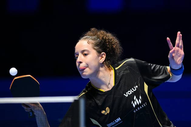 (260331) -- MACAO, March 31, 2026 -- Hana Goda of Egypt competes during the women s singles group 14 match between Hana Goda of Egypt and Leong On Na of China s Macao at the ITTF Men s and Women s World Cup 2026 in Macao, China, March 31, 2026. ) (SP)CHINA-MACAO Table tennis, Tischtennis ITTF-WORLD CUP 2026-WOMEN S SINGLES (CN) CheongxKamxKa 