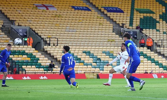 Ethan Nwaneri of England U21, U 21 s scores the opening goal England U21 v Moldova U21, UEFA U21 Championship Qualifiers, Group D, Football, Carrow Road, Norwich, UK - 31 Mar 2026Norwich Carrow Road United Kingdom EDITORIAL USE ONLY No use with unauthorised audio, video, data, fixture lists, club league logos or live services. Online in-match use limited to 120 images, no video emulation. No use in betting, games or single club league player publications. Copyright: xMichaelxZemanek Shutterstockx 16808980m