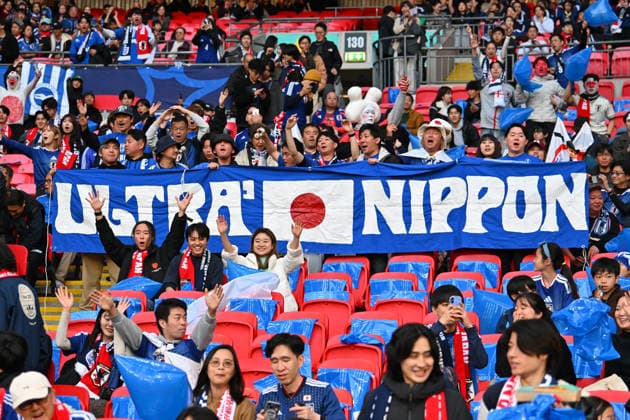 England v Japan, Friendly Japan Ultra Nippon fans ahead of the Friendly match between England and Japan at Wembley Stadium, London, UK on 31 March 2026. London Wembley Stadium Greater London UK Editorial use only , Copyright: xGrahamxHuntx PSI-23978-0045