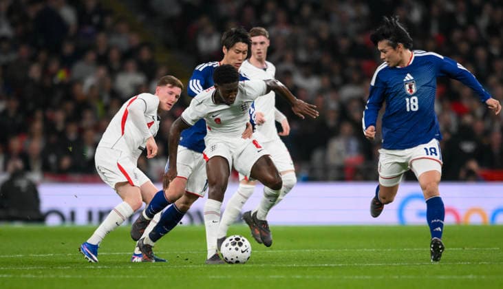 England v Japan International Friendly, Länderspiel, Nationalmannschaft Kobbie Mainoo of England in possession during the International Friendly match at Wembley Stadium, London 31 03 2026 UK Newspapers OUT Copyright: xMalcolmxFellx FIL-23206-0025