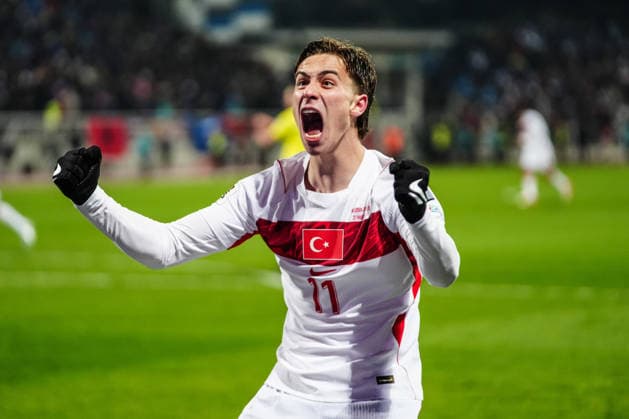 Kosovo v Turkiye - 2026 FIFA World Cup, WM, Weltmeisterschaft, Fussball European Qualifiers PRISTINA, KOSOVO - MARCH 31: Kenan Yildiz of Turkiye celebrates after a goal during the 2026 FIFA World Cup Europe Qualifiers play-off final match between Kosovo and Turkiye at the Fadil Vokrri Stadium in Pristina, Kosovo, on March 31, 2026. Hakan Akgun Anadolu Pristina Kosovo. Editorial use only. Please get in touch for any other usage.  Copyright: x2026xAnadoluxHakanxAkgunx
