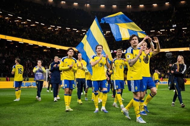 260331 Besfort Zeneli, Mattias Svanberg, Benjamin Nygren, Victor Nilsson Lindelöf and Lucas Bergvall of Sweden celebrate after the FIFA World Cup, WM, Weltmeisterschaft, Fussball Qualifier play-off final football match between Sweden and Poland on March 31, 2026 in Stockholm. Photo: Joel Marklund BILDBYRAN kod JM JM0814 bbeng fotboll football soccer fotball vm-kval fifa world cup qualifier playoff play-off final sverige sweden sverige a polen poland jubel *** 260331 Besfort Zeneli, Mattias Svanberg, Benjamin Nygren, Victor Nilsson Lindelöf and Lucas Bergvall of Sweden celebrate after the FIFA World Cup Qualifier play off final football match between Sweden and Poland on March 31, 2026 in Stockholm Photo Joel Marklund BILDBYRAN kod JM JM0814 bbeng fotboll football soccer fotball vm kval fifa world cup qualifier playoff play off final sverige sweden sverige a polen poland jubel  Copyright: JOELxMARKLUND BB260331JM083