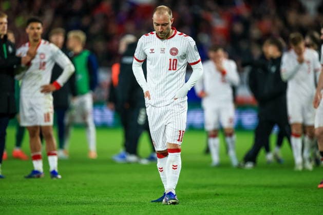 FIFA World Cup, WM, Weltmeisterschaft, Fussball 2026 European playoffs - Czech Republic vs Denmark Christian Eriksen of Denmark reacts after the FIFA World Cup 2026 European playoff match between the Czech Republic and Denmark in Prague, Czech Republic, 31 March 2026. Prague Czech Republic  Copyright: xMARTINxDIVISEKx