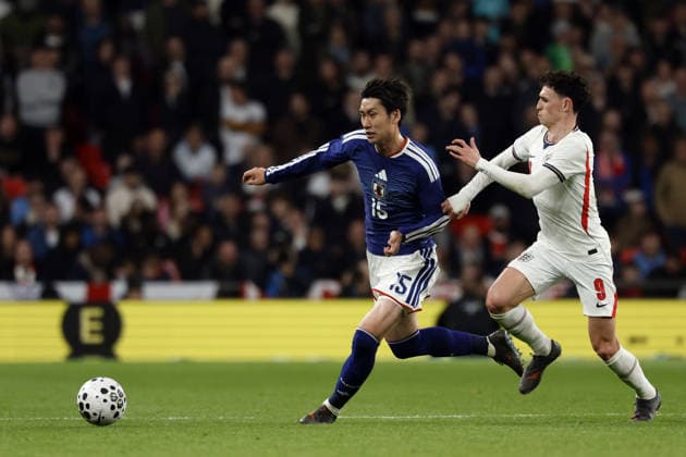 Daichi Kamada (JPN), Phil Foden (ENG), March 31, 2026 - Football Soccer : International Friendly, Länderspiel, Nationalmannschaft match between England 0-1 Japan at Wembley Stadium, in London, England. Noxthirdxpartyxsales  aflo_325568074