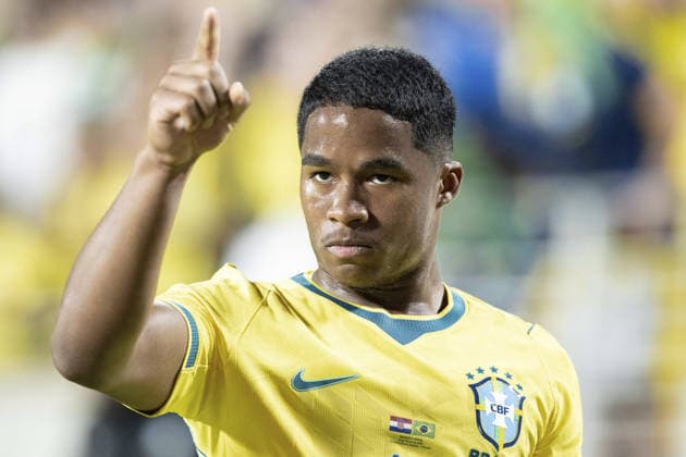 Fußball, Länderspiel, Brasilien - Kroatien ORLANDO, FLORIDA - MARCH 31: Endrick of Brazil gestures during the International Friendly, Länderspiel, Nationalmannschaft match between Brazil and Croatia at Camping World Stadium on March 31, 2026 in Orlando, Florida. (Photo by Richard Callis Sports Press Photo )  Copyright: xRichardxCallis SportsxPressxPhotox Sportspressphoto_SPR122476
