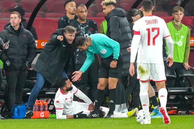March 31, 2026, Toronto, On, CAN: Canada manager Jesse Marsch yealls at referee Keylor Herrera as Tunisia s Ali Abdi lies on the ground during second half International Friendly, Länderspiel, Nationalmannschaft action in Toronto, on Tuesday March 31, 2026. Jesse Marsch; Keylor Herrera ; Ali Abdi  - ZUMAc35_ 20260331_zaf_c35_138 Copyright: xChrisxYoungx