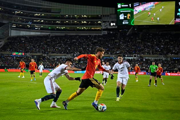 Fußball, Länderspiel, Mexiko - Belgien Soccer International Friendly, Länderspiel, Nationalmannschaft - Mexico vs Belgium Lucas Stassin (19) of Belgium in action during the international friendly match against Mexico at Soldier Field in Chicago, Illinois, USA, 31 March 2026. Stassin entered the match as a second-half substitute in the 1-1 draw, which was played in front of an attendance of 52,412. Chicago Illinois United States  Copyright: xVICTORxHILITSKIx