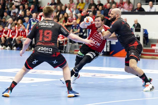 Fredericia Handball v MT Melsungen, EHF European League play-offs, Fredericia, Denmark Fredericia, Denmark. 31st, March 2026. William Andersson Moberg (31) of Fredericia Handball seen during the EHF European League play off match between Fredericia Handball and MT Melsungen at Middelfart Spraekasse Arena in Fredericia. Denmark, Fredericia  Copyright: xGonzalesxPhoto LauxNielsenx