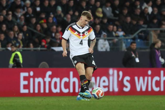 27.03.2026, xgox, Fussball, U21, U 21 EM-Qualifikation, Deutschland - Nordirland emspor, v.l. Finn Jeltsch (Deutschland) Freisteller, Einzelbild, Ganzkoerper, single frame (DFL DFB REGULATIONS PROHIBIT ANY USE OF PHOTOGRAPHS as IMAGE SEQUENCES and or QUASI-VIDEO) Braunschweig