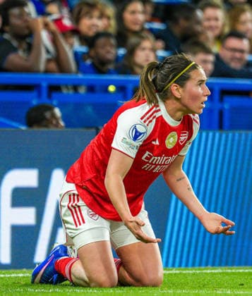 Chelsea Women v Arsenal Women UEFA Womens Champions League Mariona Caldentey of Arsenal Women appeals for a corner during the UEFA Womens Champions League Quarter-final Second Leg match at Stamford Bridge, London 01 04 2026 UK Newspapers OUT Copyright: xNickxEmmersonx FIL-23224-0004