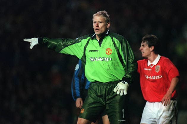 Manchester United, ManU V Inter Milan, Champions League Quarter-Final Peter Schmeichel of Manchester United shouting during the Champions League Quarter-Final match between Manchester United and Inter Milan at Old Trafford on March 3, 1999 in Manchester, England. Manchester Old Trafford England United Kingdom Copyright: xAllstarxPicturexLibraryxLtdx