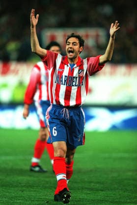 Athletico Madrid V AS Roma, UEFA Cup Quarter-Finals 1st Leg Santi of Athletico Madrid shouting during the UEFA Cup Quarter-Finals 1st Leg match between Athletico Madrid and AS Roma at Vicente Calderon on March 2, 1999 in Madrid, Spain. Madrid Vicente Calderon Spain Spain Copyright: xAllstarxPicturexLibraryxLtdx