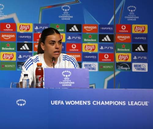 April 1, 2026, Sabadell, Barcelona, Spain: Barcelona Spain 01.04.2026 Misa Rodriguez (Real Madrid ) speak during the prior training UEFA Womens Champions League between FC Barcelona, Barca and Real Madrid at Camp Nou on 01 April 2026 in Barcelona. Sabadell Spain - ZUMAu50_ 20260401_zsp_u50_033 Copyright: xXavixUrgelesx