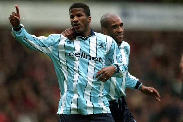 Nottingham Forest V Middlesbrough, Premier League Hamilton Ricard of Middlesbrough and Brian Deane of Middlesbrough celebrate during the Premier League match between Nottingham Forest and Middlesbrough at City Ground on March 20, 1999 in Nottingham, England. Nottingham City Ground England United Kingdom Copyright: xAllstarxPicturexLibraryxLtdx