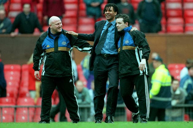 Newcastle United V Tottenham Hotspur, FA Cup Semi-Final Ruud Gullit, Newcastle United Manager celebrates after the FA Cup Semi-Final match between Newcastle United and Tottenham Hotspur at Old Trafford on April 11, 1999 in Manchester, England. Manchester Old Trafford England United Kingdom Copyright: xAllstarxPicturexLibraryxLtdx