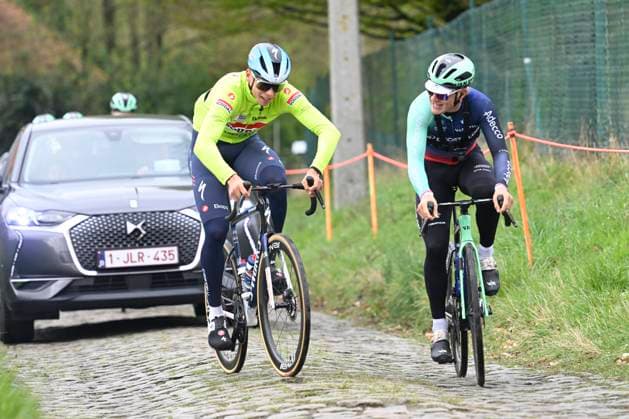 Ronde van Vlaanderen 2026 Cycling Race Media Activities 02 04 2026 OUDENAARDE, BELGIUM - APRIL 02 : Magnier Paul (FRA) of Soudal Quick Step riding during a training and reconnaissance session ahead of the 110th edition of Ronde van Vlaanderen an UCI World Tour 1.UWT one day cycling road race for Men Elite of 271 km with start in Antwerpen and finish in Oudenaarde on April 2, 2026 in Oudenaarde, Belgium, 02 04 2026 ( Motordriver Guy De Vuyst - Oudenaarde Belgium  Copyright: xNicoxVereeckenx