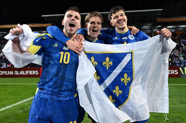 Db Zenica 31 03 2026 - spareggio qualificazioni Mondiali 2026 Bosnia Erzegovina-Italia foto Daniele Buffa Image nella foto: Ermedin Demirovic-Dzenis Burnic-Tarik Muharemovic 