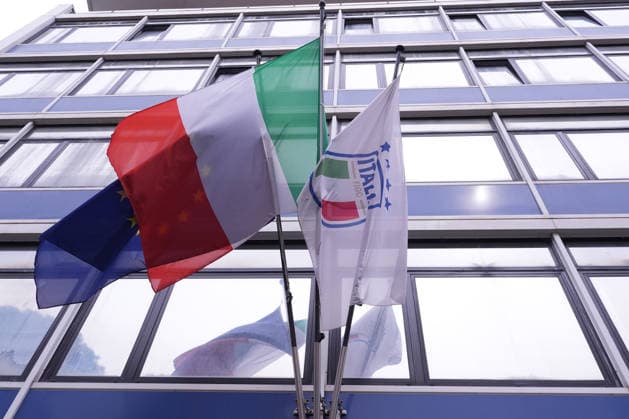 Flag during the meeting of FIGC members at the Rome s , Italy - Thursday April 2, 2026 - Soccer ( Photo by Alfredo Falcone LaPresse )  Copyright: xAlfredoxFalcone LaPressex