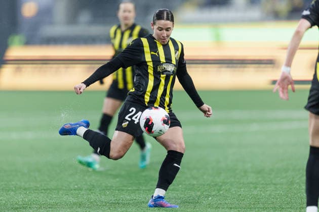 260402 Tabby Tindell of Häcken during the UEFA Women s Europa Cup semifinal between Häcken and Eintracht Frankfurt on April 2, 2026 in Gothenburg. Photo: Michael Erichsen BILDBYRAN COP 89 MI0962 fotboll football soccer fotball europa cup häcken eintracht frankfurt uefa womens europa cup dam bbeng semifinal Copyright: MICHAELxERICHSEN BB260402MI012