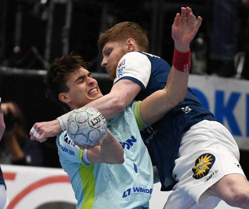 05.03.2026, xophax, DAIKIN HBL 2025 26 Bergischer HC - VFL Gummersbach Julian Köster , links ( VFL Gummersbach ) und Johannes Wasielewski , rechts ( Bergischer HC ) Düsseldorf