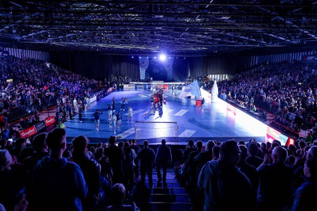 02.04.2026, Handball, HBL, Bergischer HC - VfL Gummersbach, Mitsubishi Electric HALLE Düsseldorf: Innenansicht Spielstätte Spielfeld Nordrhein-Westfalen Deutschland
