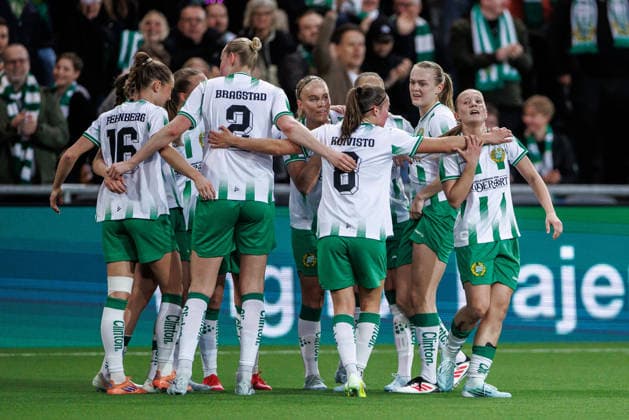 260402 Fanny Peterson of Hammarby celebrates the 1-0 goal during the UEFA Women s Europa Cup semifinal between Hammarby and Sparta Prague on April 2, 2026 in Stockholm. Photo: Kenta Jönsson BILDBYRAN COP 210 KJ0331 fotboll football soccer fotball europa cup hammarby sparta prague uefa womens europa cup semifinal dam bbeng jubel Copyright: KENTAxJÖNSSON BB260402KJ015