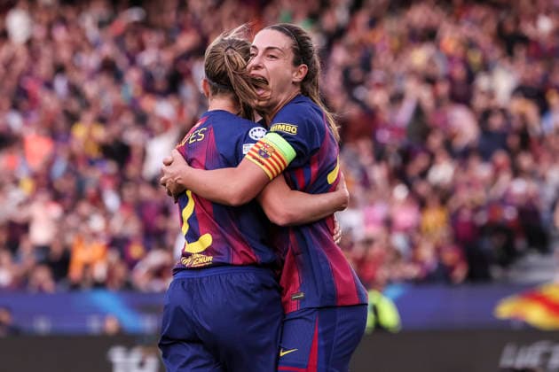 April 2, 2026, Barcelona, Barcelona, SPAIN: Irene Paredes Hernandez of FC Barcelona, Barca celebrates a goal with Alexia Putellas Segura during the UEFA WomenÃ¢â‚¬â ¢s Champions League 2025 26 Quarter-finals second Leg, football match played between FC Barcelona and Real Madrid CF at Spotify Camp Nou stadium on April 02, 2026 in Barcelona, Spain. FC Barcelona V Real Madrid CF - UEFA WomenÃ¢â‚¬â ¢S Champions League 2025 26 Quarter-Finals Second Leg  - ZUMAa181 20260402_zaa_a181_047 Copyright: xJavierxBorregox