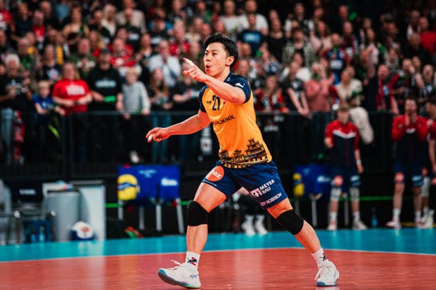 CEV Cup: SVG Lüneburg - Greenyard Maaseik, 02.04.2026 Sho Takahashi (SVG Lüneburg, 21) jubelt; CEV Volleyball Cup, Halbfinale, Rückspiel: SVG Lüneburg vs. Greenyard Maaseik am 02.04.2026 in der LKH-Arena, Lüneburg Copyright: xBEAUTIFULxSPORTS Tonhäuserx