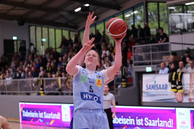 02.04.2026, Basketball, Frauen, Saison 2025 2026, Toyota Damen Basketball Bundesliga, Playoffs, Saarlouis Royals - Basketball-Club Marburg e.V., Emma Eichmeyer (Saarlouis Royals) Saarlouis Stadtgartenhalle Saarland Deutschland (DEU) Copyright: xSebastianxBachx
