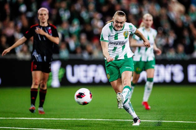 260402 Elin Sorum of Hammarby during the UEFA Women s Europa Cup semifinal between Hammarby and Sparta Prague on April 2, 2026 in Stockholm. Photo: Kenta Jönsson BILDBYRAN COP 210 KJ0331 fotboll football soccer fotball europa cup hammarby sparta prague uefa womens europa cup semifinal dam bbeng Copyright: KENTAxJÖNSSON BB260402KJ020