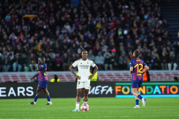 UEFA Womens Champions League match, Quarter-Finals, second leg, between FC Barcelona, Barca and Real Madrid played at Spotify Camp Nou Stadium on April 2, 2026 in Barcelona, Spain. (Photo by Bagu Blanco PRESSINPHOTO) Copyright: xBaguxBlancox xPRESSINPHOTOx
