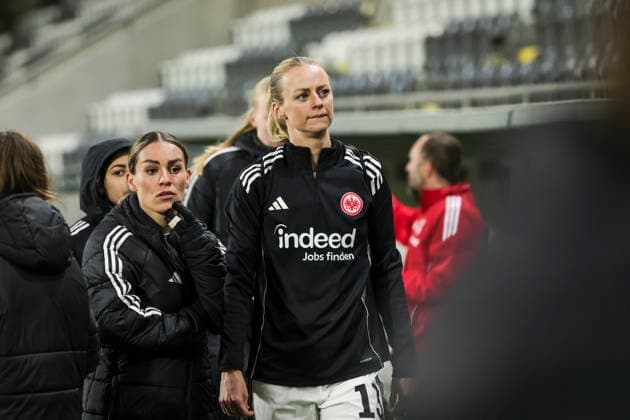 GÖTEBORG, SVERIGE 20260402 Eintracht Frankfurts Amanda Ilestedt deppar efter torsdagens semifinal i Europa Cup mellan BK Häcken och Eintracht Frankfurt pa Nordic Wellness arena (Hisingen Arena). GÖTEBORG SVERIGE x9200x