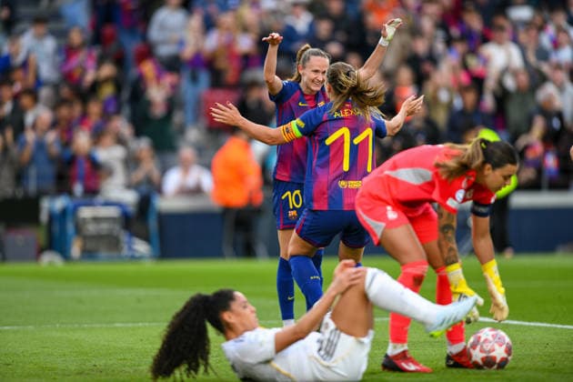 FC Barcelona, Barca v REAL MADRID CF SPOTIFY CAMP NOU. BARCELONA. April 2, 2026 FC BARCELONA vs REAL MADRID CF April 2, 2026 Caroline Graham (10) of FC Barcelona celebrates scoring his team s second goal during the soccer match corresponding to the quarter finals of the UEFA Women s Champions League between FC Barcelona and Newcastle United at Spotify Camp Nou in Barcelona, Spain. Barcelona ESP Copyright: xS.xRosx