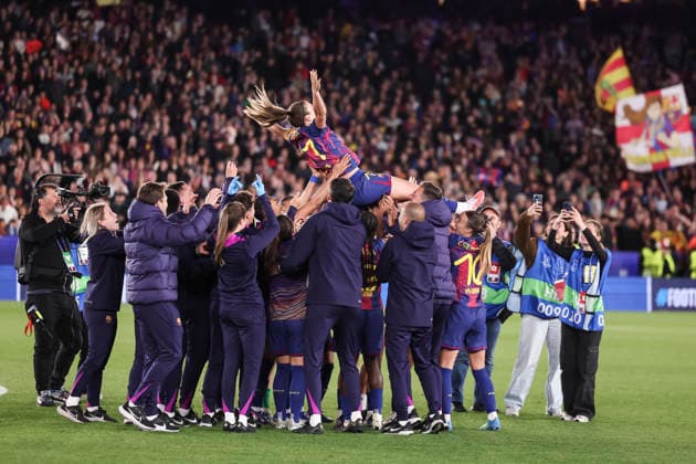 April 2, 2026, Barcelona, Barcelona, SPAIN: Alexia Putellas Segura of FC Barcelona, Barca celebrates her 500th appearance for the club during the UEFA WomenÃ¢â‚¬â ¢s Champions League 2025 26 Quarter-finals second Leg, football match played between FC Barcelona and Real Madrid CF at the Spotify Camp Nou stadium on April 02, 2026 in Barcelona, Spain. FC Barcelona V Real Madrid CF - UEFA WomenÃ¢â‚¬â ¢S Champions League 2025 26 Quarter-Finals Second Leg  - ZUMAa181 20260402_zaa_a181_105 Copyright: xJavierxBorregox