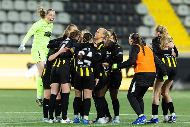 260402 Players of Häcken celebrate after the UEFA Women s Europa Cup semifinal between Häcken and Eintracht Frankfurt on April 2, 2026 in Gothenburg. Photo: Michael Erichsen BILDBYRAN COP 89 MI0962 bbeng dam eintracht frankfurt europa cup football fotball fotboll häcken semifinal soccer uefa womens europa cup jubel Copyright: MICHAELxERICHSEN BB260402MI072