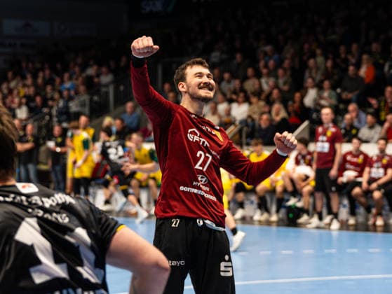 Dennis Wipf (VfL Eintracht Hagen, 27) jubelt und freut sich VfL Eintracht Hagen vs. HSG Krefeld Niederrhein, Handball, 2. Bundesliga, 26. Spieltag, Saison 2025 2026, 02.04.2026 VfL Eintracht Hagen vs. HSG Krefeld Niederrhein, Handball, 2. Bundesliga, 26. Spieltag, Saison 2025 2026, 02.04.2026 Hagen Copyright: xEibner-Pressefoto Kruczynskix EP_DKI