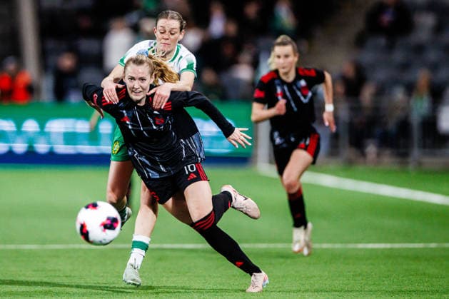 Sport Bilder des Tages 260402 Tori Hansen of Sparta Prague and Sofia Reidy of Hammarby during the UEFA Women s Europa Cup semifinal between Hammarby and Sparta Prague on April 2, 2026 in Stockholm. Photo: Kenta Jönsson BILDBYRAN COP 210 KJ0331 fotboll football soccer fotball europa cup hammarby sparta prague uefa womens europa cup semifinal dam bbeng Copyright: KENTAxJÖNSSON BB260402KJ067