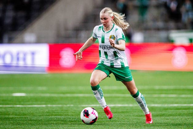 260402 Emilie Joramo of Hammarby during the UEFA Women s Europa Cup semifinal between Hammarby and Sparta Prague on April 2, 2026 in Stockholm. Photo: Kenta Jönsson BILDBYRAN COP 210 KJ0331 fotboll football soccer fotball europa cup hammarby sparta prague uefa womens europa cup semifinal dam bbeng Copyright: KENTAxJÖNSSON BB260402KJ078