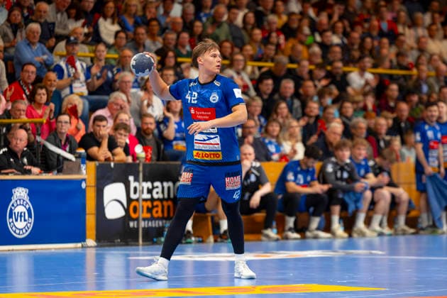 Einar Nickelsen (Nr. 42, VfL Luebeck-Schwartau). VfL Luebeck-Schwartau vs. HSG Nordhorn-Lingen, Handball, 2. Bundesliga, 02.04.26 Luebeck Schleswig-Holstein Germany Copyright: xAgentur54GradÂ°x xFelixxKoenigx