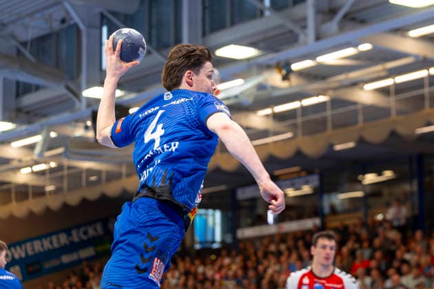 Paul Holzhacker (Nr. 4, VfL Luebeck-Schwartau). VfL Luebeck-Schwartau vs. HSG Nordhorn-Lingen, Handball, 2. Bundesliga, 02.04.26 Luebeck Schleswig-Holstein Germany Copyright: xAgentur54GradÂ°x xFelixxKoenigx