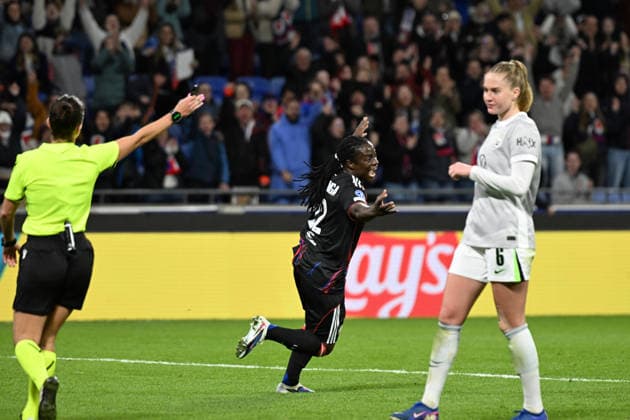 Football : OL Lyonnes vs Wolfsburg- UEFA Women s Champions League - 02 04 2026 Tabitha CHAWINGA of OL Lyonnes during the second leg of the UEFA Women s Champions League 2025 26 quarter-final between VfL Wolfsburg and OL Lyonnes at Groupama Stadium Decines Charpieu Lyon on April 02 2026 , France LYONFrance  Copyright: xMouradxAllilix