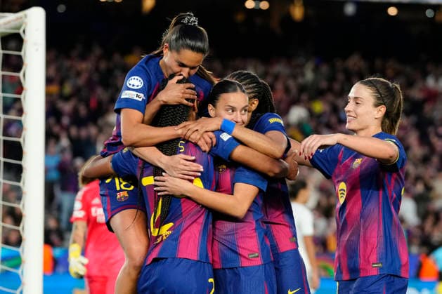 Barcelona FC v Real Madrid CF - UEFA Women s Champions League 2025 26 Quarter-finals Second Leg Esmee Brugts forwards of Barcelona and Spain Netherlands celebrates after scoring her sides first goal during the UEFA Women s Champions League 2025 26 Quarter-finals Second Leg match between FC Barcelona, Barca and Real Madrid CF at Spotify Camp Nou on April 2, 2026 in Barcelona, Spain. Barcelona Spain  Copyright: xJosexBretonx originalFilename:bretonhernandez-barcelon260402_npDj5.jpg