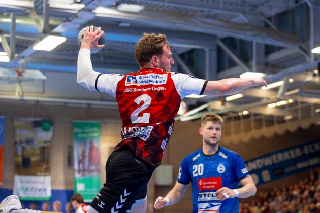 Frieder Bandlow (Nr. 2, HSG Nordhorn-Lingen). VfL Luebeck-Schwartau vs. HSG Nordhorn-Lingen, Handball, 2. Bundesliga, 02.04.26 Luebeck Schleswig-Holstein Germany Copyright: xAgentur54GradÂ°x xFelixxKoenigx