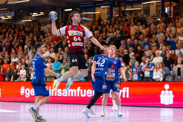 Elmar Erlingsson (Nr. 64, HSG Nordhorn-Lingen). VfL Luebeck-Schwartau vs. HSG Nordhorn-Lingen, Handball, 2. Bundesliga, 02.04.26 Luebeck Schleswig-Holstein Germany Copyright: xAgentur54GradÂ°x xFelixxKoenigx