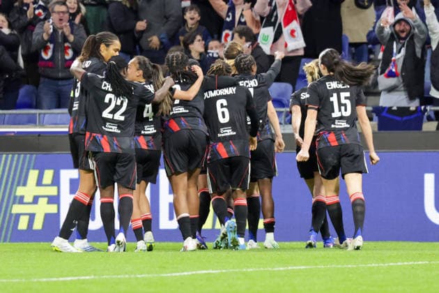 02.04.2026, xgrfx, Fussball UEFA Women s Champions League Viertelfinale , OL Lyonnes - VfL Wolfsburg v.l. Tor, Damaris Egurrola zum 3:0 (OL Lyonnes) (DFL DFB REGULATIONS PROHIBIT ANY USE OF PHOTOGRAPHS as IMAGE SEQUENCES and or QUASI-VIDEO) Lyon